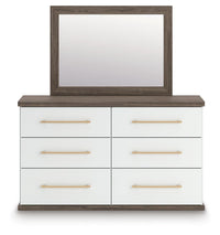 Kendanport King Upholstered Bed, Dresser, Mirror and Chest