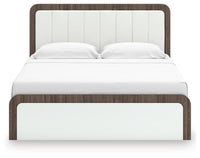 Kendanport King Upholstered Bed, Dresser, Mirror and Chest