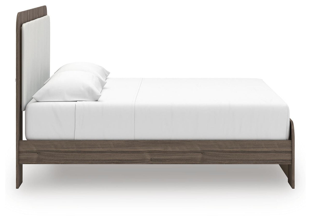 Kendanport King Upholstered Bed, Dresser, Mirror and Chest