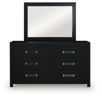 Maeling Full Upholstered Panel Bed, Dresser and Mirror