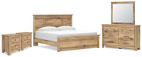 Makidern King Panel Bed, Dresser, Mirror and 2 Nightstands