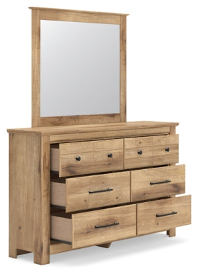 Makidern Queen Panel Bed with Storage, Dresser and Mirror