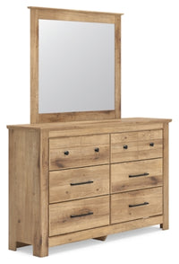Makidern Queen Panel Bed with Storage, Dresser and Mirror