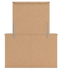 Makidern Queen Panel Bed with Storage, Dresser and Mirror