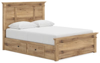 Makidern Queen Panel Bed with Storage, Dresser and Mirror
