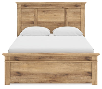 Makidern Queen Panel Bed with Storage, Dresser and Mirror