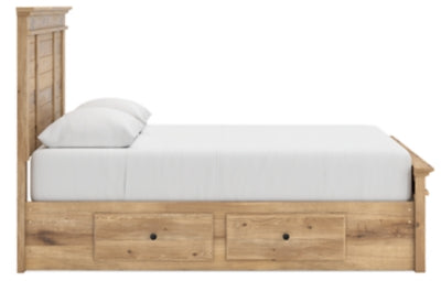 Makidern Queen Panel Bed with Storage, Dresser and Mirror