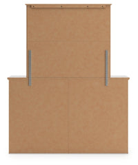 Makidern Queen Panel Bed with Storage, Dresser and Mirror