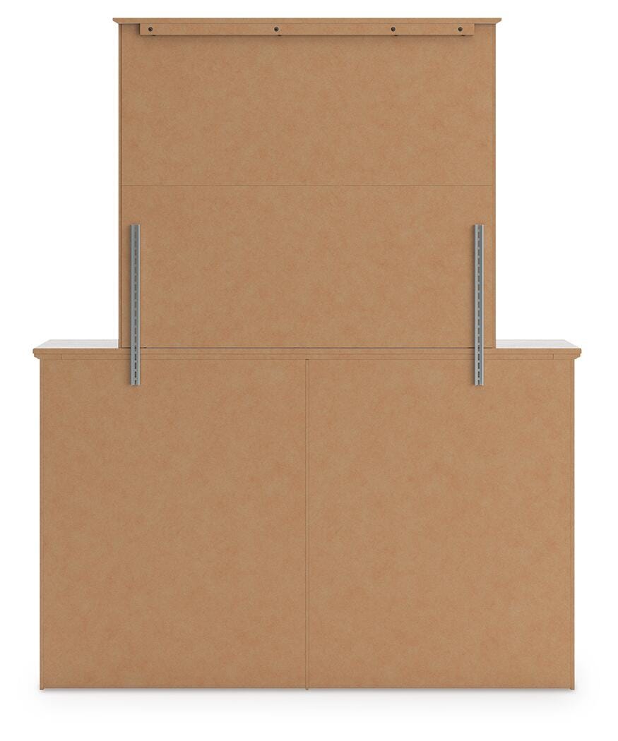 Makidern Twin Panel Storage Bed, Dresser and Mirror