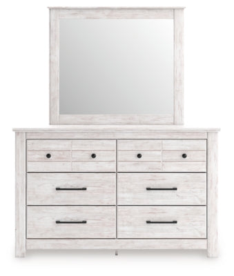 Makidern Queen Panel Bed with Storage, Dresser and Mirror