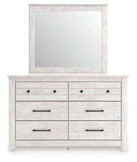 Makidern Queen Panel Bed with Storage, Dresser and Mirror