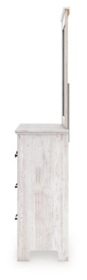 Makidern Queen Panel Bed with Storage, Dresser and Mirror