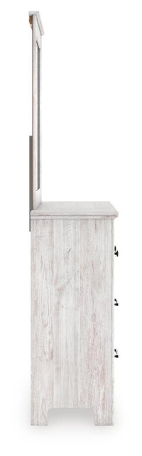 Makidern Twin Panel Storage Bed, Dresser and Mirror