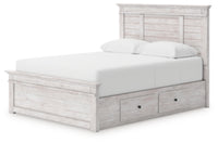 Makidern Queen Panel Bed with Storage, Dresser and Mirror
