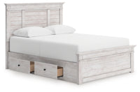 Makidern Queen Panel Bed with Storage, Dresser and Mirror