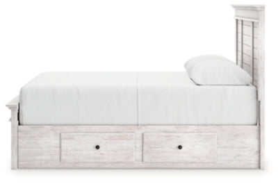 Makidern Queen Panel Bed with Storage, Dresser and Mirror