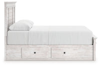 Makidern Queen Panel Bed with Storage, Dresser and Mirror