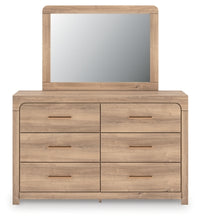 Kinlanni Queen Upholstered Panel Bed, Dresser and Mirror