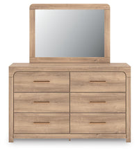 Kinlanni King Upholstered Panel Bed, Dresser, Mirror and Nightstand