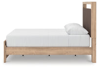 Kinlanni Queen Upholstered Panel Bed, Dresser and Mirror