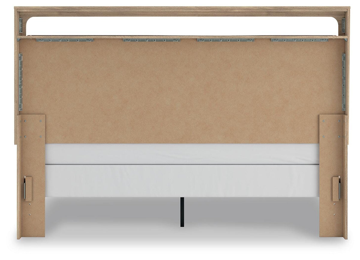 Kinlanni King Upholstered Panel Bed, Dresser, Mirror and Nightstand