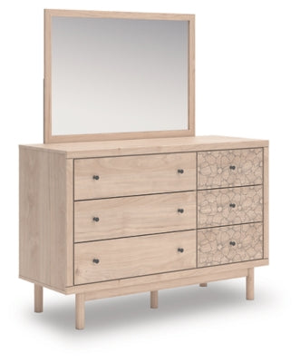 Arloster Twin Upholstered Panel Bed, Dresser and Mirror