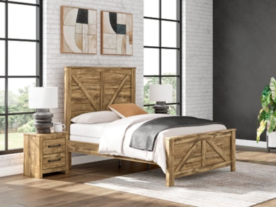 Maystonna Queen Crossbuck Panel Bed, Dresser and Mirror