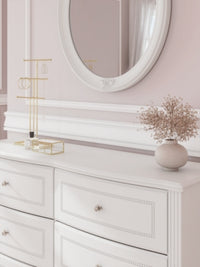 Kozlani Full Upholstered Panel Bed, Dresser and Mirror
