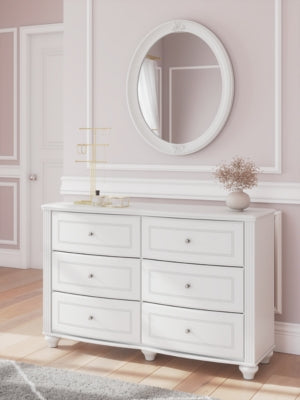 Kozlani Full Upholstered Panel Bed, Dresser and Mirror