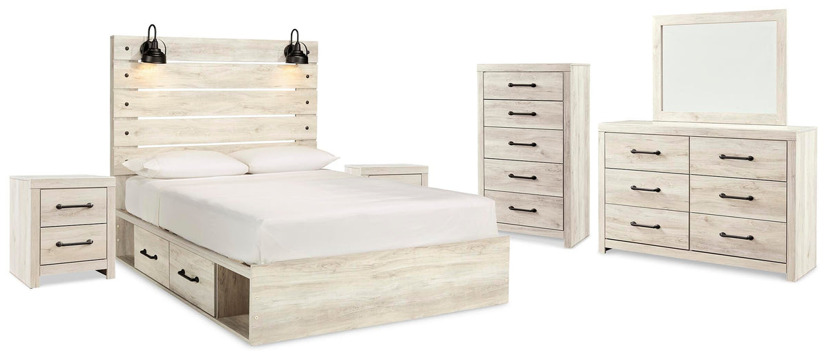 Cambeck Panel Storage Bed, Dresser, Mirror, Chest and 2 Nightstands
