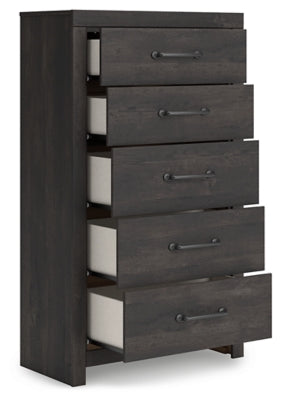Hollivern Twin Panel Storage Bed, Dresser, Mirror and Chest