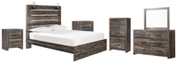 Drystan Queen Panel Bed, Dresser, Mirror, Chest and 2 Nightstands
