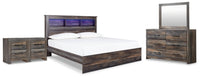 Drystan King Panel Bed, Dresser, Mirror and 2 Nightstands