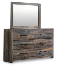 Drystan Queen Bookcase Panel Bed, Dresser, Mirror Chest and Nightstand