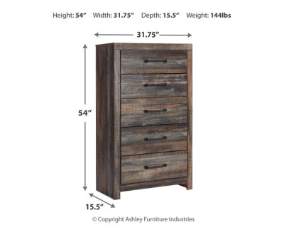 Drystan Queen Panel Storage Bed, Dresser, Mirror, Chest and Nightstand