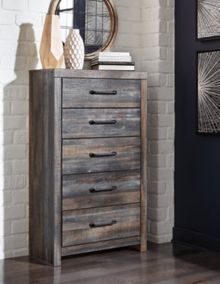 Drystan Queen Panel Storage Bed, Dresser, Mirror, Chest and Nightstand