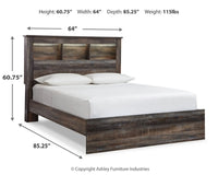 Drystan Queen Bookcase Panel Bed, Dresser, Mirror Chest and Nightstand