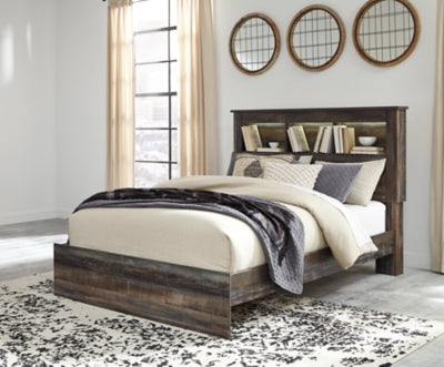 Drystan Queen Bookcase Panel Bed, Dresser, Mirror Chest and Nightstand