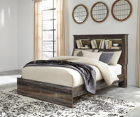 Drystan Queen Bookcase Panel Bed, Dresser, Mirror Chest and Nightstand