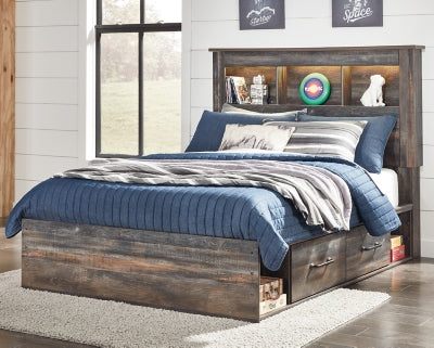 Drystan Full Bookcase Bed with 2 Sided Storage and Nightstand