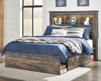 Drystan Full Bookcase Bed with 2 Sided Storage and Nightstand