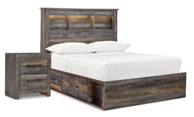 Drystan Full Bookcase Bed with 2 Sided Storage and Nightstand