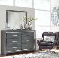 Lodanna Queen Upholstered Panel Bed, Dresser and Mirror
