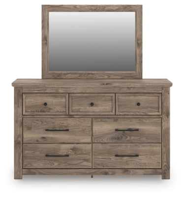 Rusticott Queen Panel Bed, Dresser and Mirror
