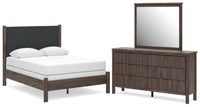 Pamytta Full Upholstered Panel Bed, Dresser and Mirror