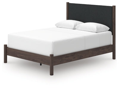 Pamytta Queen Upholstered Panel Bed, Dresser and Mirror
