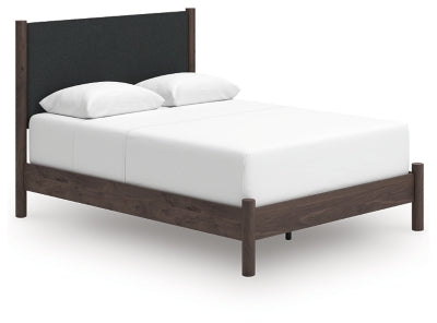 Pamytta Queen Upholstered Panel Bed, Dresser and Mirror