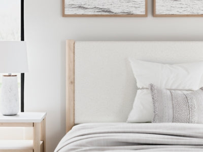 Cadmori Full Upholstered Panel Bed, Dresser and Mirror
