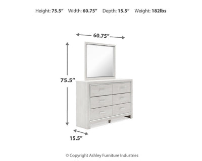 Altyra Queen Upholstered Panel Bed, Dresser, Mirror, and Nightstand