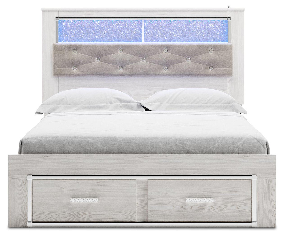 Altyra Queen Bookcase Storage Bed, Chest and 2 Nightstands